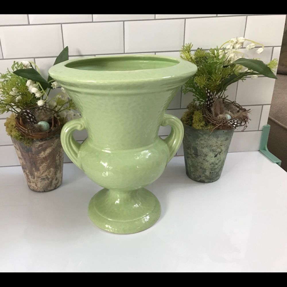 Vase Vintage Light Green Double Handle - Picture 3 of 6